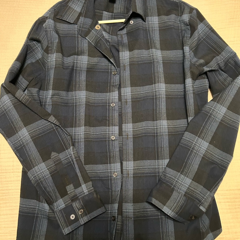 Express Navy & Black Plaid Button-Up Shirt